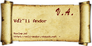 Váli Andor névjegykártya